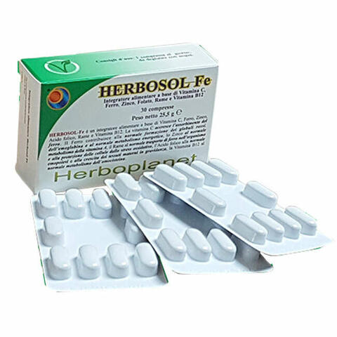 Herbosol Fe 30 Compresse - Integratore Alimentare con Ferro e Vitamine