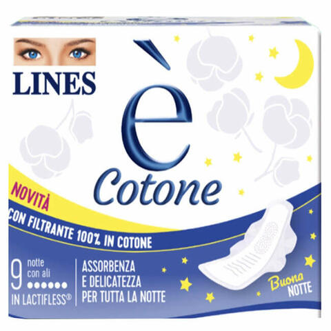 E' Cotone Ali Assorbente Esterno Notte 9 Pezzi