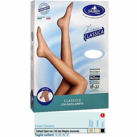 Collant open toe maglia microrete 140 den colore neutro beige 4 linea classica