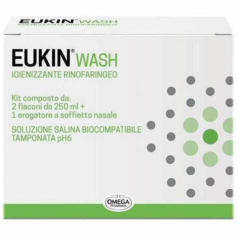 Eukin wash igienizzante rinofaringeo kit 2 flaconi da 250 ml + erogatore a soffietto nasale