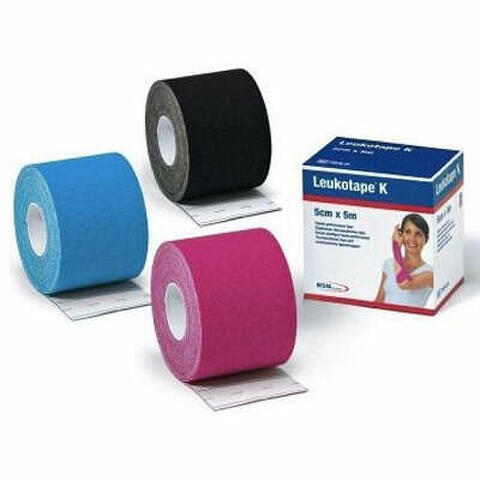 Benda adesiva  k per taping fisioterapico larghezza 5 cm lunghezza 5 m colore azzurro in rotolo