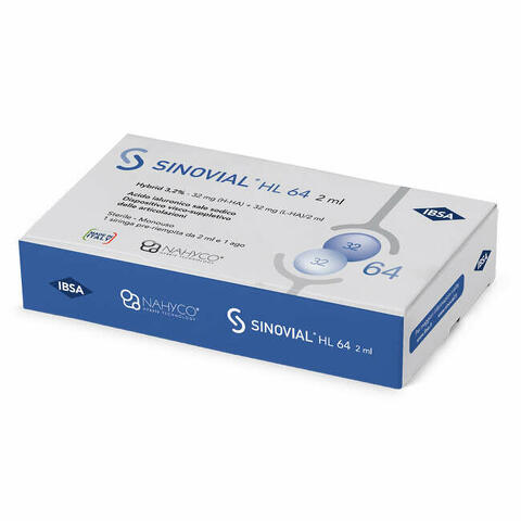 Siringa intra-articolare  hl 64 acido ialuronico sale sodico 3,2% 32mg h-ha + 32mg h-la/2ml 2 ml