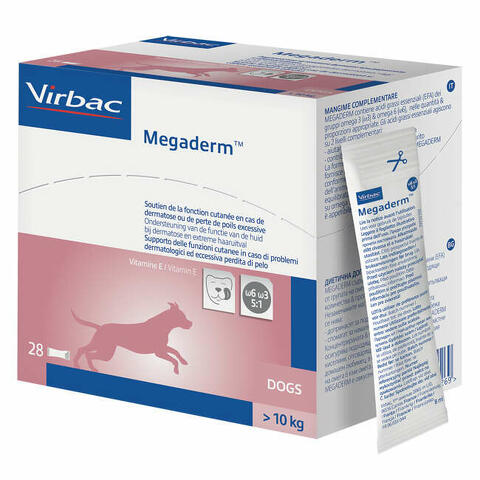 Megaderm supplemento cani superiori a 10 kg scatola da 28 sacchetti monodose 4 ml