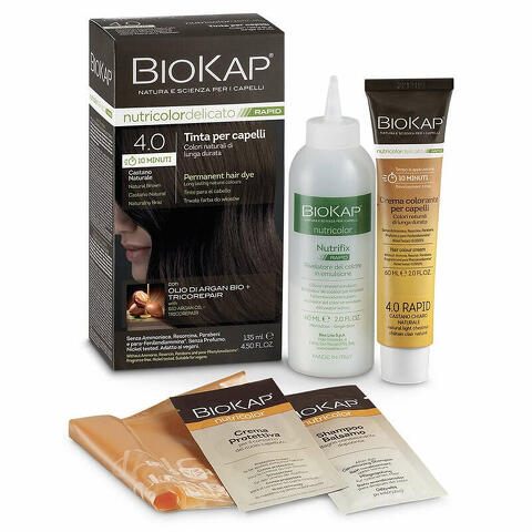 Bios line  biokap nutricolor delicato rapid tinta 4,00 castano naturale 135 ml