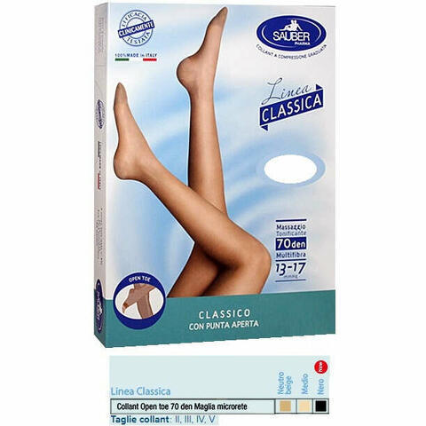 Collant open toe maglia microrete 70 den colore neutro beige 4 linea classica