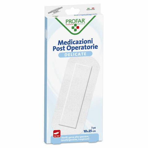 Medicazione post operatoria sterile garza antiaderente 10x25 cm 3 pezzi