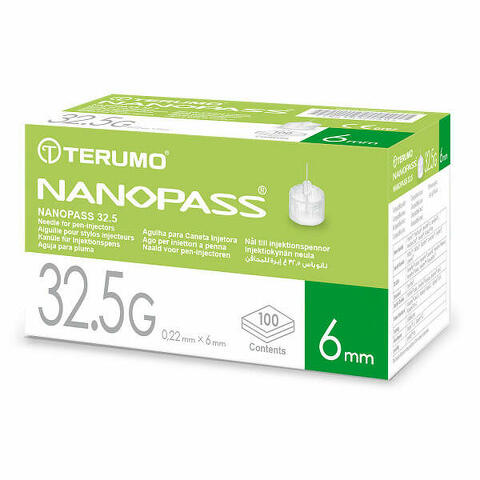 Ago per penna da insulina nanopass 32,5 gauge lunghezza 6 mm 100 pezzi