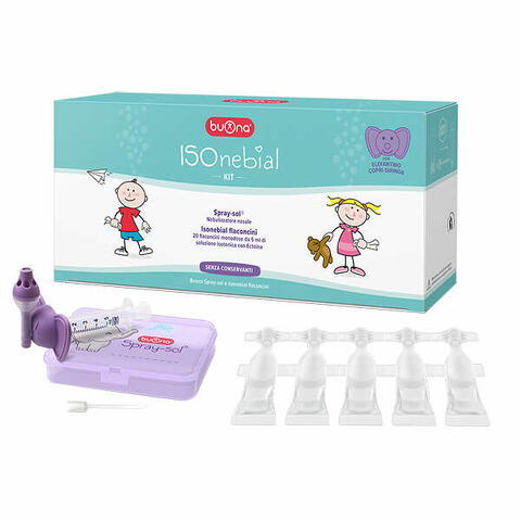 Isonebial kit pulizia cavita' nasali 20 flaconcini monodose 5 ml + siringa luer lock soft-jeck + ago cannula + nebulizzatore spray