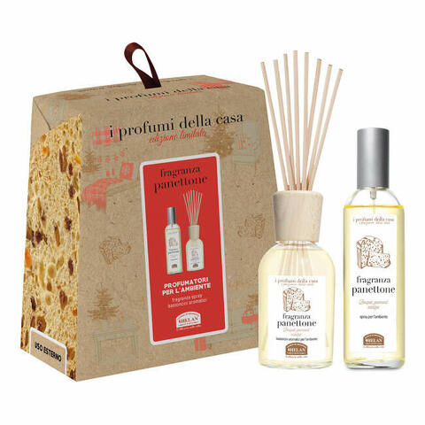 I profumi della casa set panettone 1 spray ambiente 100 ml + bastoncini aromatici ambiente 100 ml