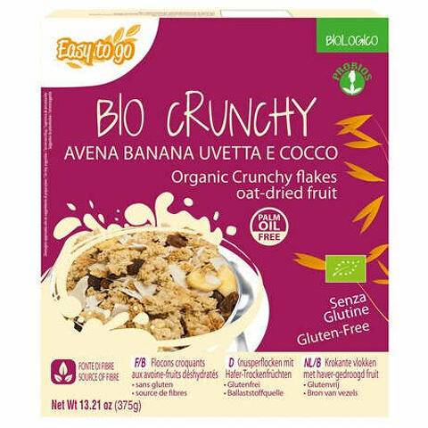 Easy to go bio crunchy avena banana uvetta e cocco 375 g