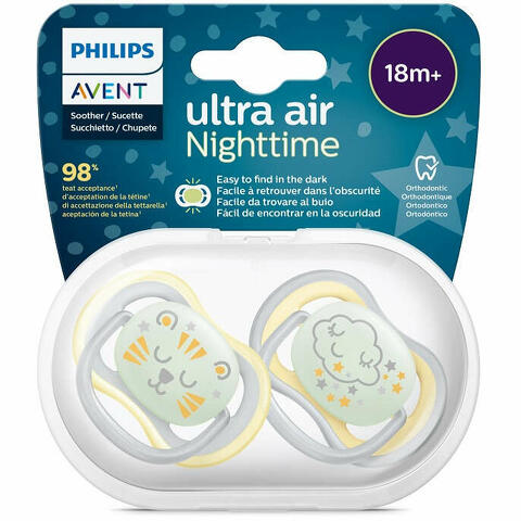 Ultra air nighttime ciuccio ortodontico 18 mesi+ 2 pezzi