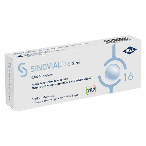 Siringa intra-articolare  16 acido ialuronico sale sodico 0,8% 16mg/2ml 2ml + ago 21 gauge