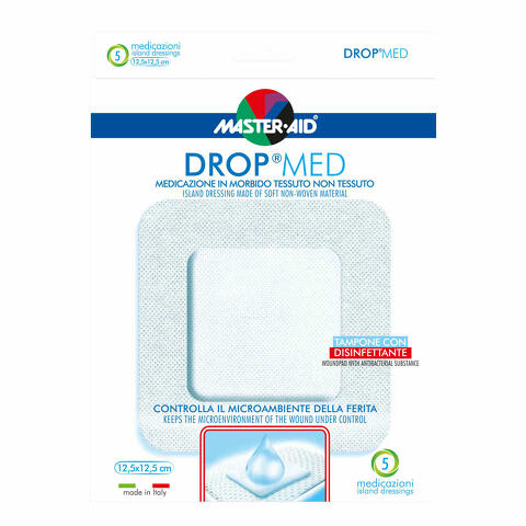 Medicazione adesiva drop med sterile 12,5x12,5cm 5 pezzi