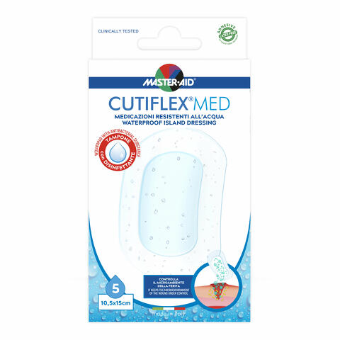 Medicazione autoadesiva trasparente impermeabile contro acqua e batteri cutiflex  10,5x15 cm 5 pezzi