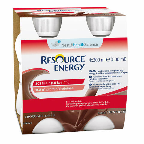 Resource energy cioccolato 4 bottiglie 200 ml