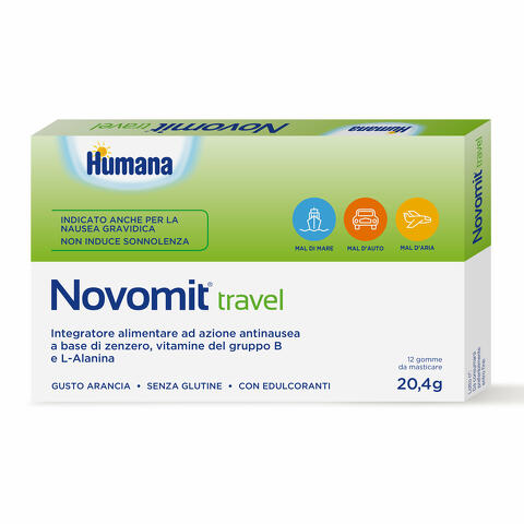 Novomit travel 12 gomme da masticare gusto arancia