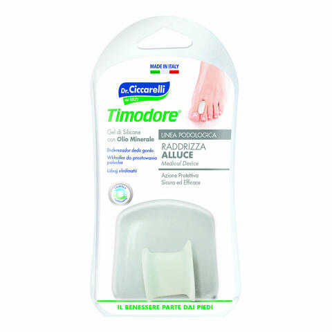 Raddrizza alluce in gel di silicone bianco semitrasparente sagomata per proteggere e riallineare l'alluce evitando lo sfregamento fra il primo e il secondo dito igienepiede 1 pezzo