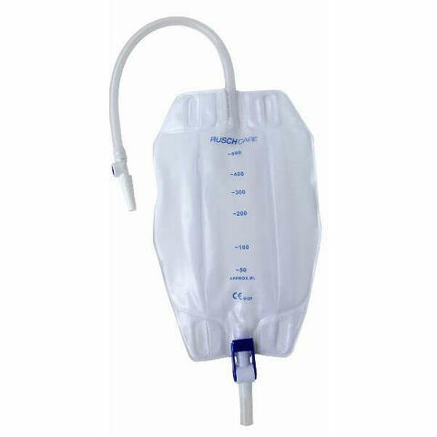 Sacca raccogli urina da gamba per incontinenza 3 camere comfort 500 ml a basso profilo in pvc lato rivestito tnt con tubo diritto 45 cm senza punto di prelievo 10 pezzi