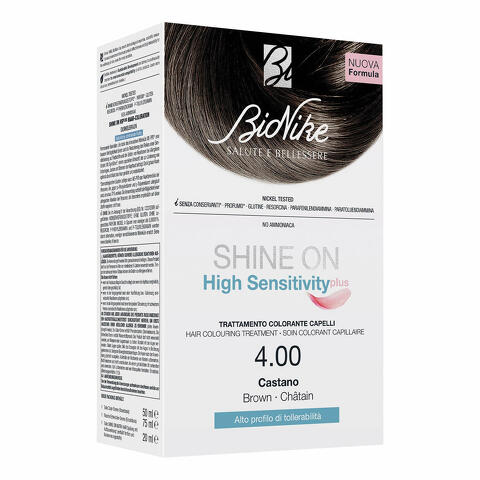 Shine on high sensitivity plus castano 4,00 rivelatore in crema 75 ml + crema colorante 50 ml