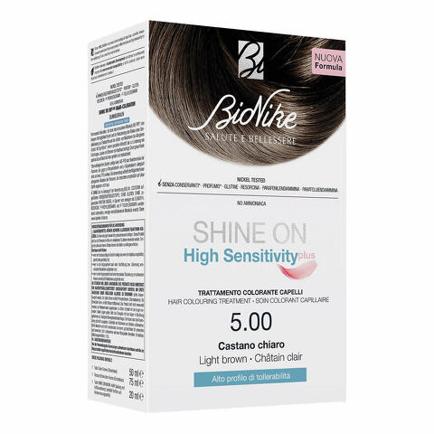 Shine on high sensitivity plus castano chiaro 5,00 rivelatore in crema 75 ml + crema colorante 50 ml