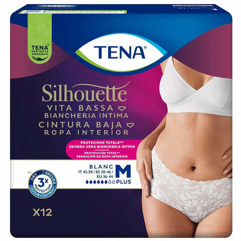 Pannolone a mutandina assorbente  silhouette plus white medium 12 pezzi