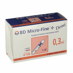 BD - Siringa insulina 0,3ml - ago 30G 8mm - 30 pezzi