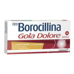 Neoborocillina - Gola dolore - 16 Pastiglie senza zucchero - Gusto limone e miele 