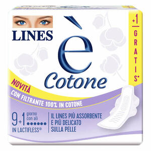 Lines - E' Cotone Ali Assorbente Esterno 9 + 1 Pezzi
