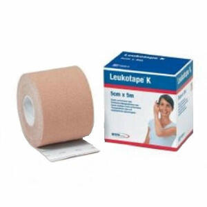 Leukotape - Cerotto elastico  k in rocchetto per chinesi terapia color carne larghezza 5cm lunghezza 5m