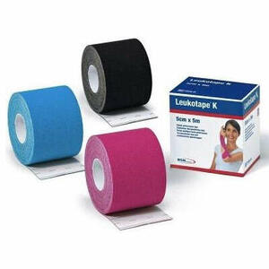 Leukotape - Benda adesiva  k per taping fisioterapico larghezza 5 cm lunghezza 5 m colore azzurro in rotolo