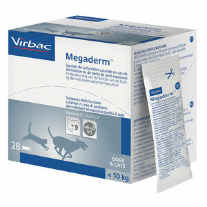 Virbac - Megaderm supplemento gatti e cani inferiori a 10 kg scatola da 32 sacchetti monodose 4 ml
