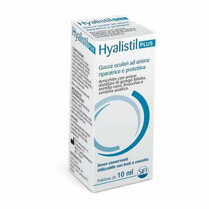 Hyalistil - Gocce oculari  plus acido ialuronico 0,4% acqua distillata di ginkgo biloba + mirtillo nero + finocchio + centella asiatica 10 ml