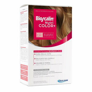 Bioscalin - Nutricolor plus 7,3 biondo dorato crema colorante 40 ml + rivelatore crema 60 ml + shampoo 12 ml + trattamento finale balsamo 12 ml