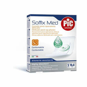 Pic - Cerotto  soffix med in tnt con tampone centrale assorbente sterile monouso 10x8 cm antibatterico 5 pezzi