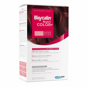 Bioscalin - Nutricolor plus 5,54 castano rosso rame crema colorante 40 ml + rivelatore crema 60 ml + shampoo 12 ml + trattamento finale balsamo 12 ml