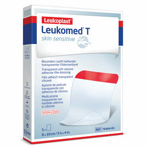 Leukomed - T skin sensitive medicazione post-operatoria trasparente con massa adesiva in silicone 8x10 cm 5 pezzi