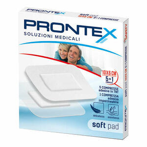 Prontex - Garza compressa  soft pad 10x6 cm 6 pezzi (5 tnt + 1 impermeabile aqua pad)