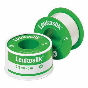 Leukosilk - Cerotto adesivo ipoallergenico per fissaggio medicazioni  supporto acetato di cellulosa bianco adesivo poliacrilico senza resine e gomme naturali 2,5x500cm mutuabile