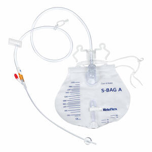 Teleflex medical - Catetere in silicone scanalato profilcath preconnesso ch16 lunghezza 40cm + sacca di drenaggio da 2000ml graduata con tubo di scarico elastico e chiusura a morsetto