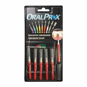 Oralprox - Blister da 6 spazzolini interdentali misura 5 colore rosso