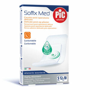 Pic - Cerotto  soffix med in tnt con tampone centrale assorbente sterile monouso 10x12 cm antibatterico 5 pezzi