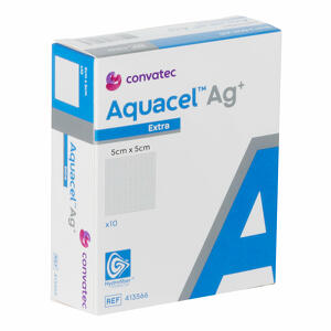 Aquacel - Medicazione in hydrofiber e ioni argento intessuta in lyocell  ag + extra 5x5cm 10 pezzi